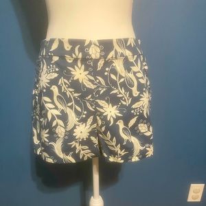 Loft blue shorts with floral/bird paisley print size 0